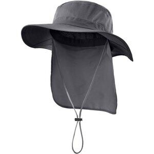 Outdoor UPF50+ Mesh Sun Hat Wide Brim Fishing Hat with Neck Flap Sun Hat for Men